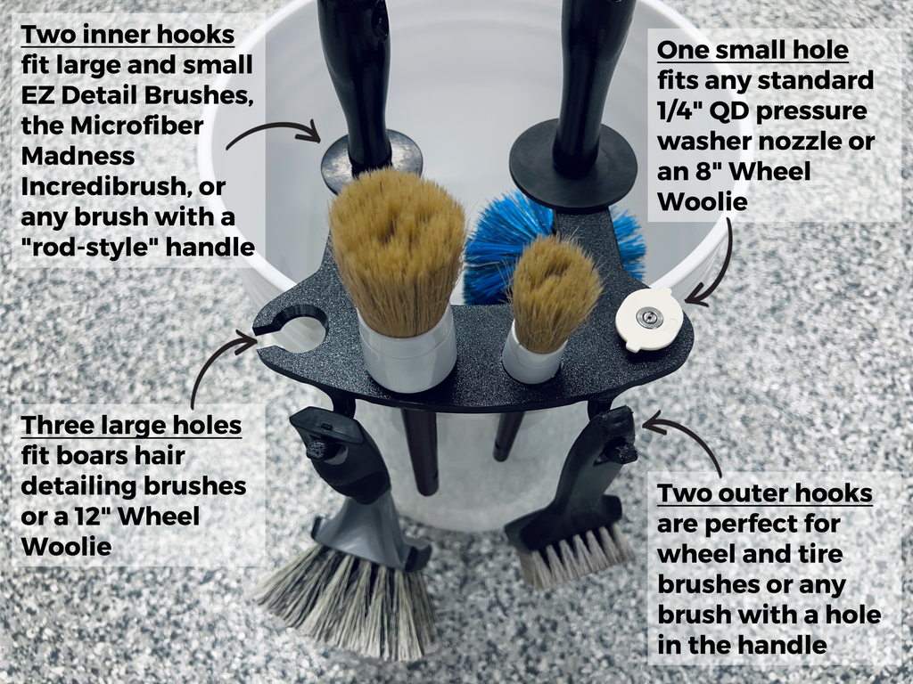 BucketCaddy - Wheel, Tire, & Detailing Brush Organizer for 5-gallon and 6-gallon Car Wash Buckets